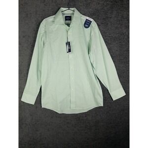 NEW The Savile Row Mens Shirt‎ Slim Fit 15.5 Green Checkered Button Up Slim Fit